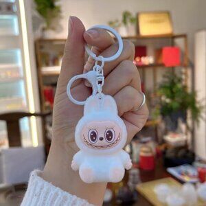 New Cute White Fabric Rabbit Keychain